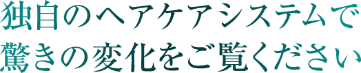 独自のヘアケアシステムで驚きの変化をご覧ください